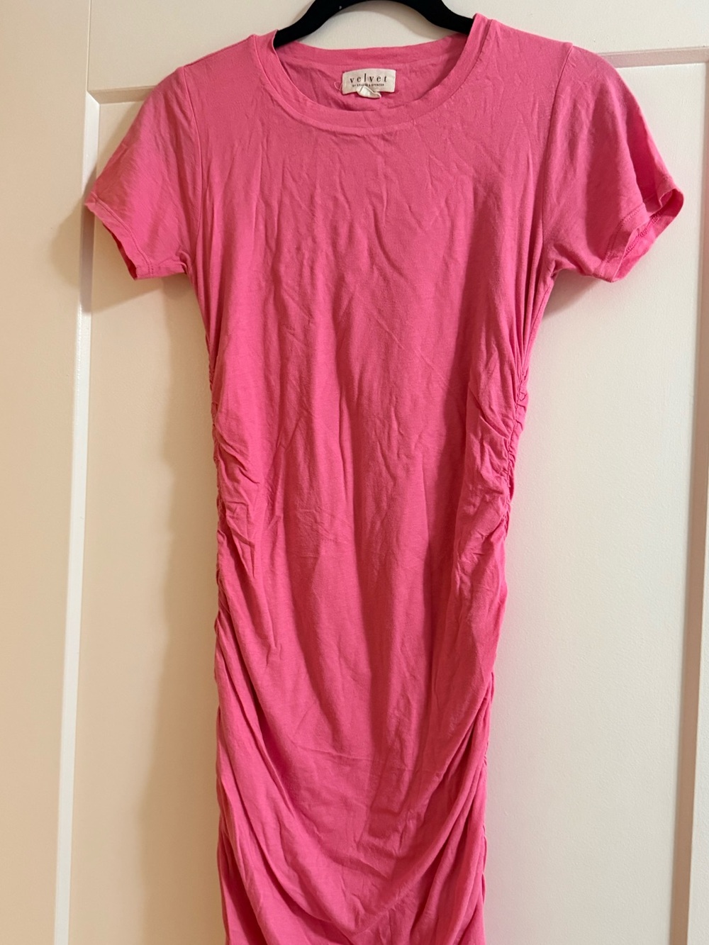 Velvet by Graham & Spencer Pink Ruched Tee Dress